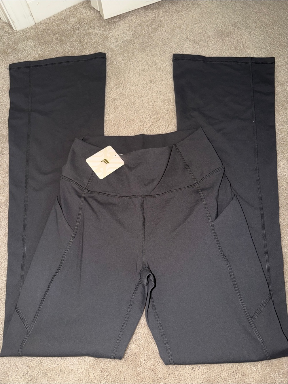 Oasis High-Waisted Flare Leggings in Deep Plum